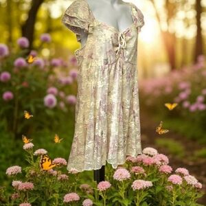 TORRID brand new mini stretch lace ruffle sleeve godet floral dress 2X